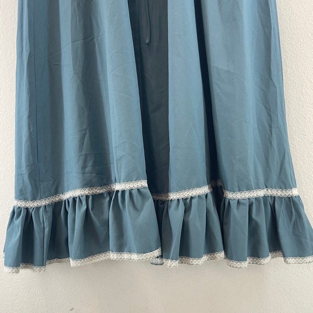 Blue Maxi Skirt Romantic Prairie Cottagecore Lace Ruffle Ren Faire Whimsigoth - Picture 15 of 16